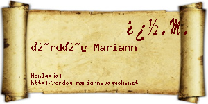 Ördög Mariann névjegykártya