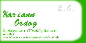 mariann ordog business card